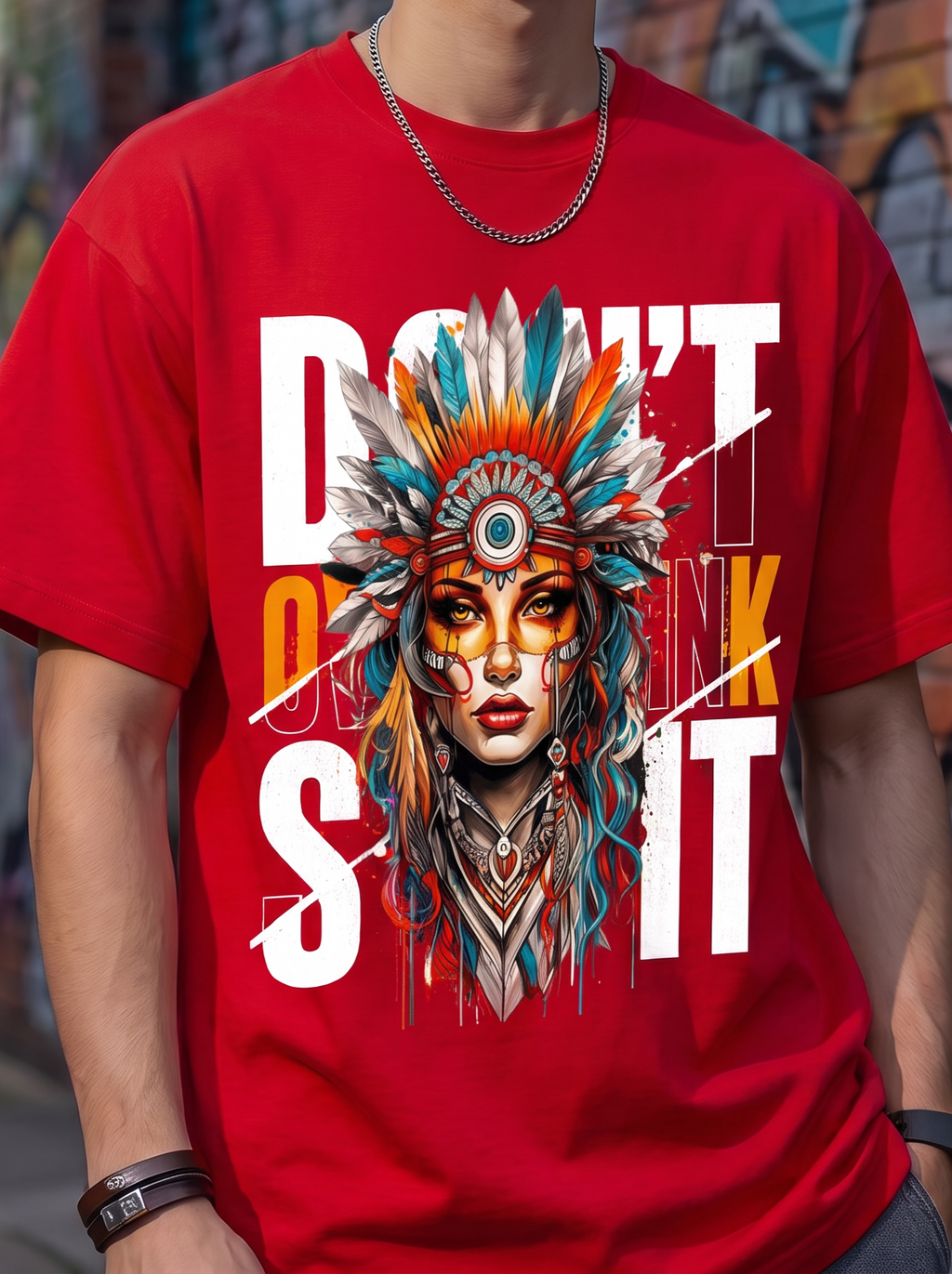 Red Streetwear Printed Oversized T-shirt