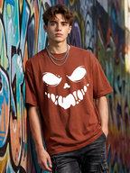 Rust Brown Streetwear Printed Oversized