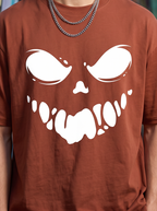 Rust Brown Streetwear Printed Oversized