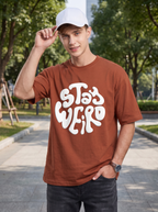 Rust Brown Puff Printed Oversized T-shirt