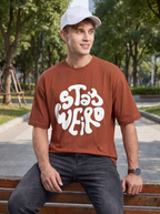 Rust Brown Puff Printed Oversized T-shirt