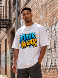 White Streetwear Printed Oversized T-shirt
