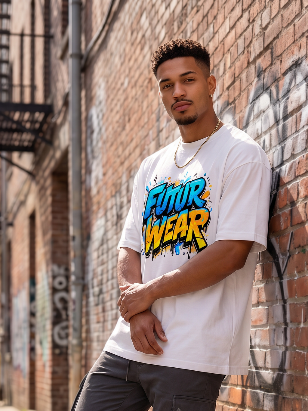 White Streetwear Printed Oversized T-shirt