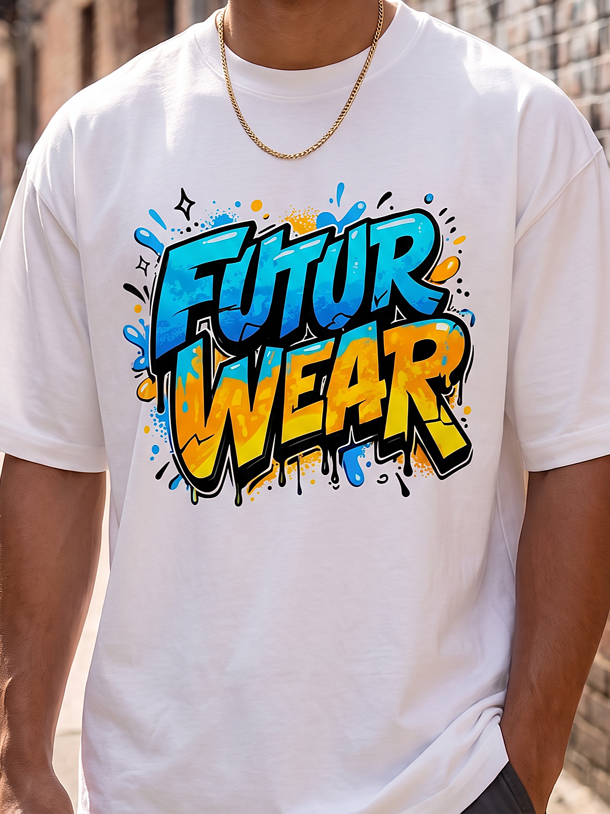 White Streetwear Printed Oversized T-shirt