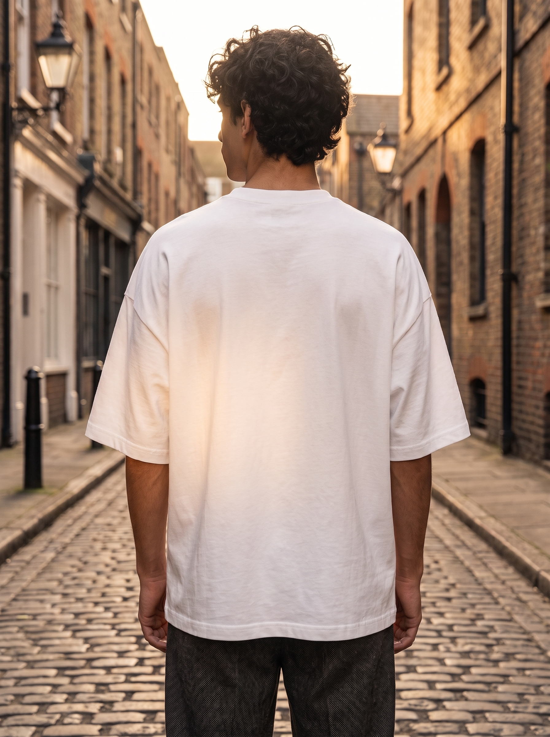 White Vintage Printed Oversized T-shirt
