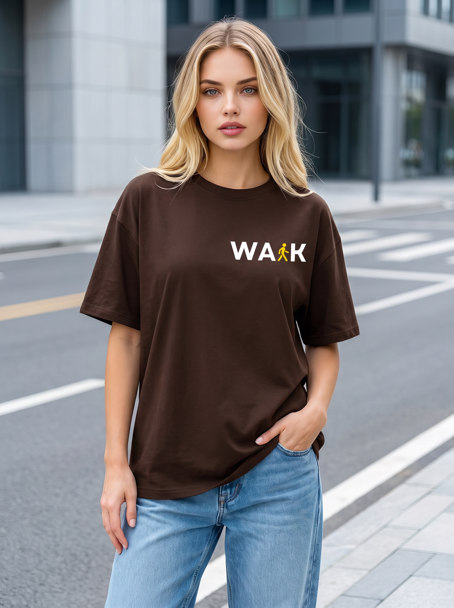 Brown Oversized T-Shirt with Mini Print