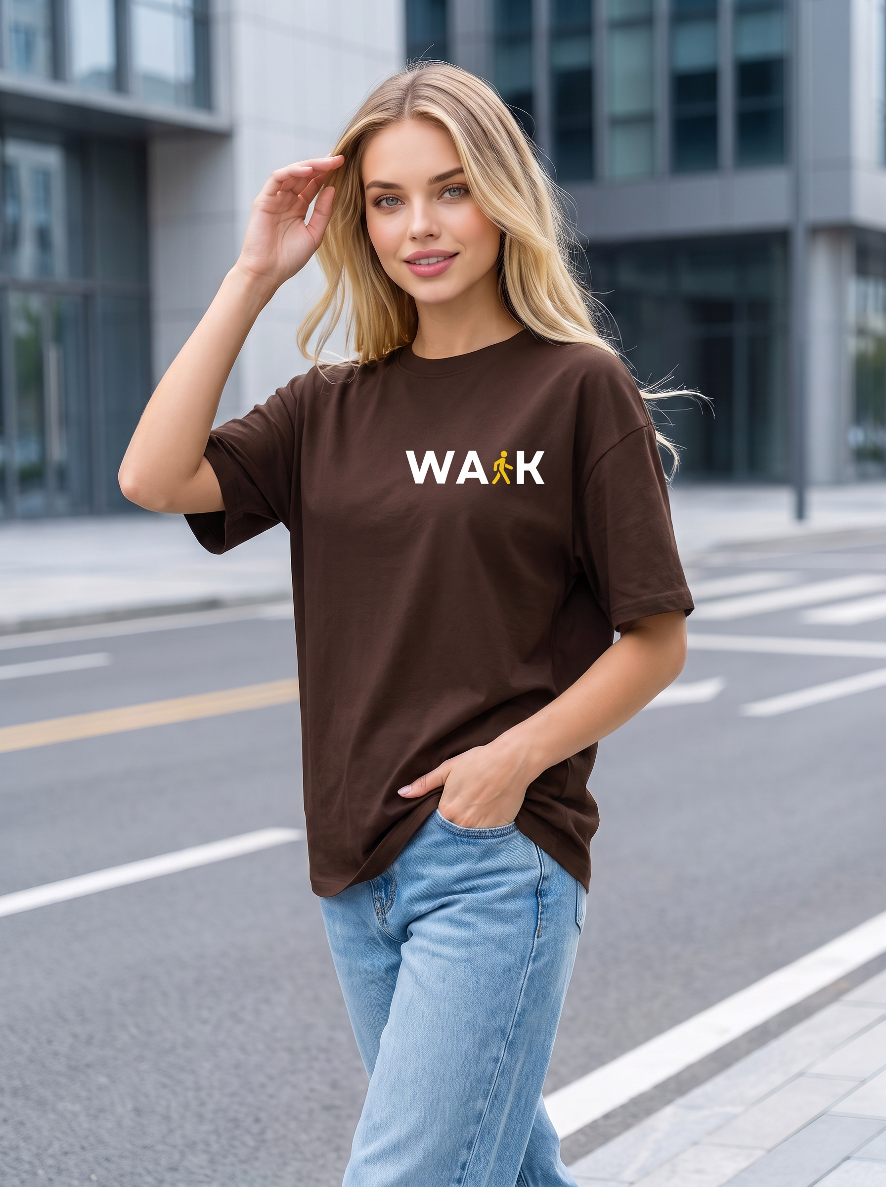 Brown Oversized T-Shirt with Mini Print
