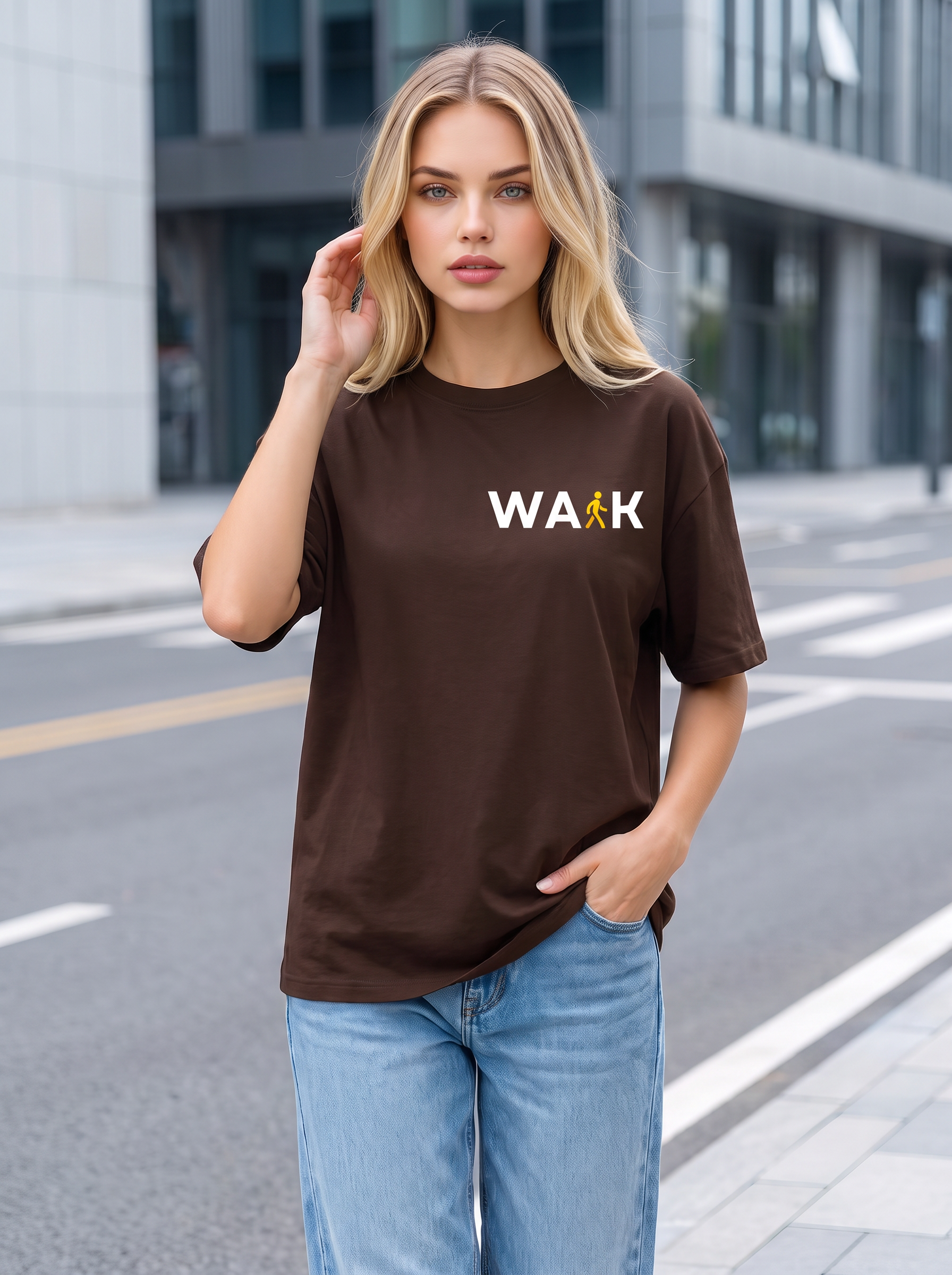 Brown Oversized T-Shirt with Mini Print
