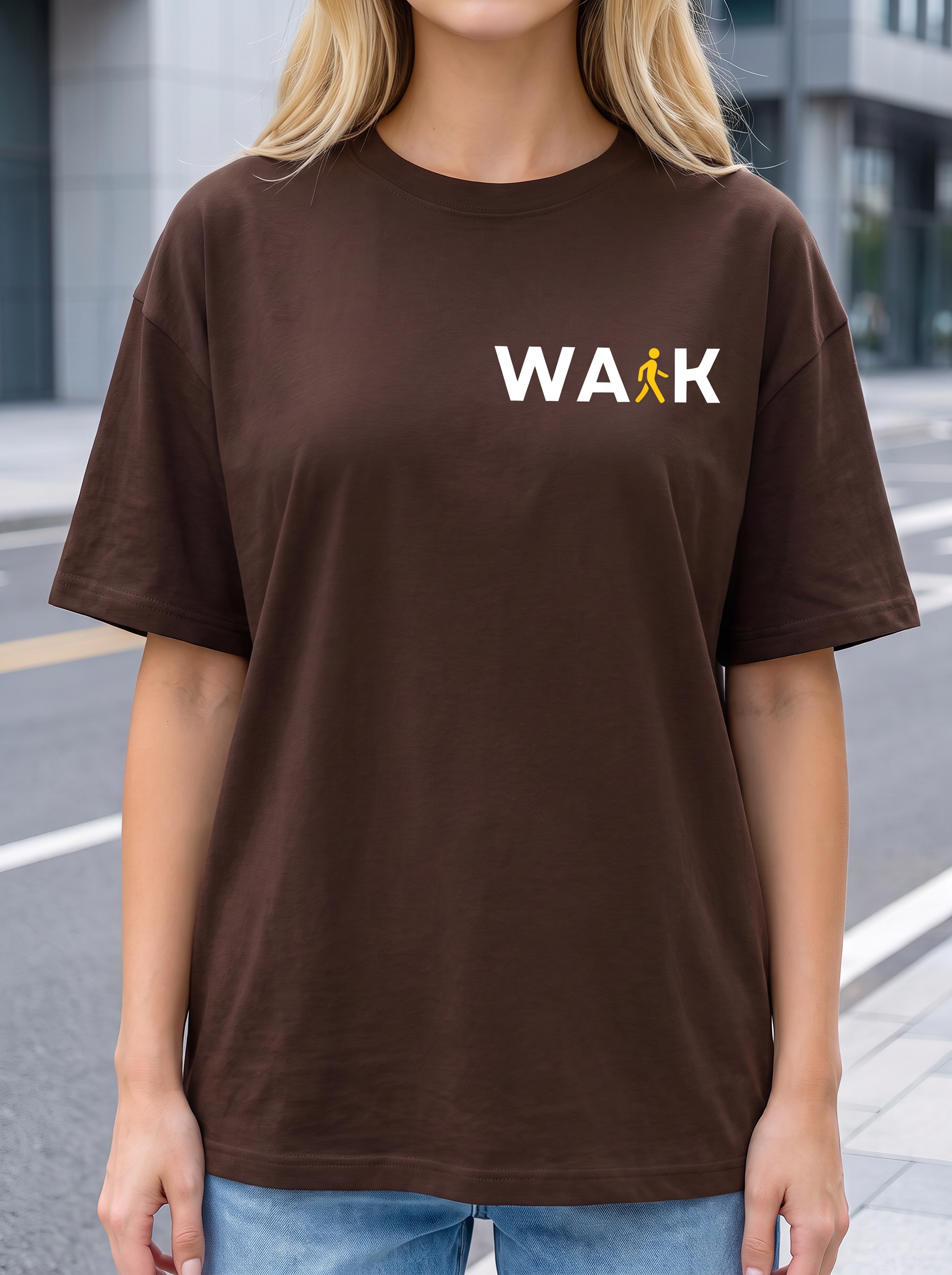 Brown Oversized T-Shirt with Mini Print