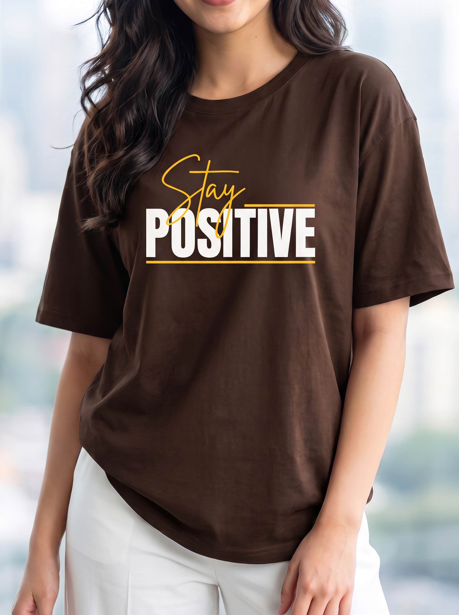 Brown Oversized T-Shirt with Mini Print