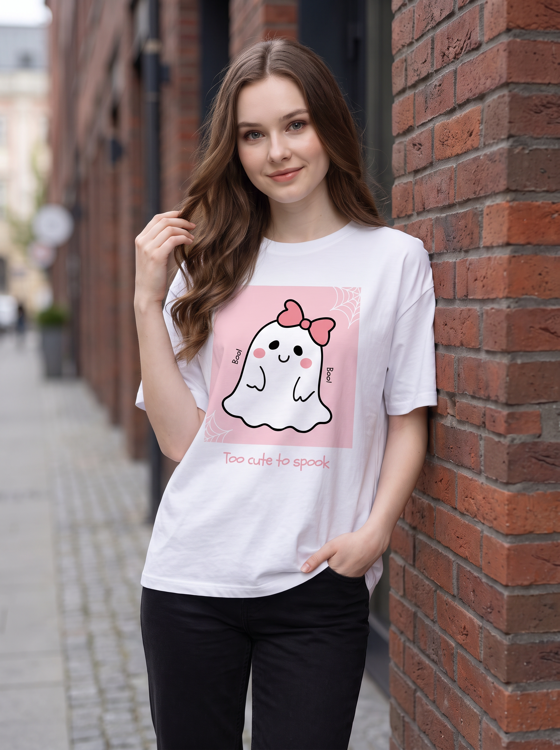 White Oversized T-Shirt with Mini Print