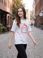 White Oversized T-Shirt with Mini Print