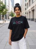 Black Oversized T-Shirt with Mini Print
