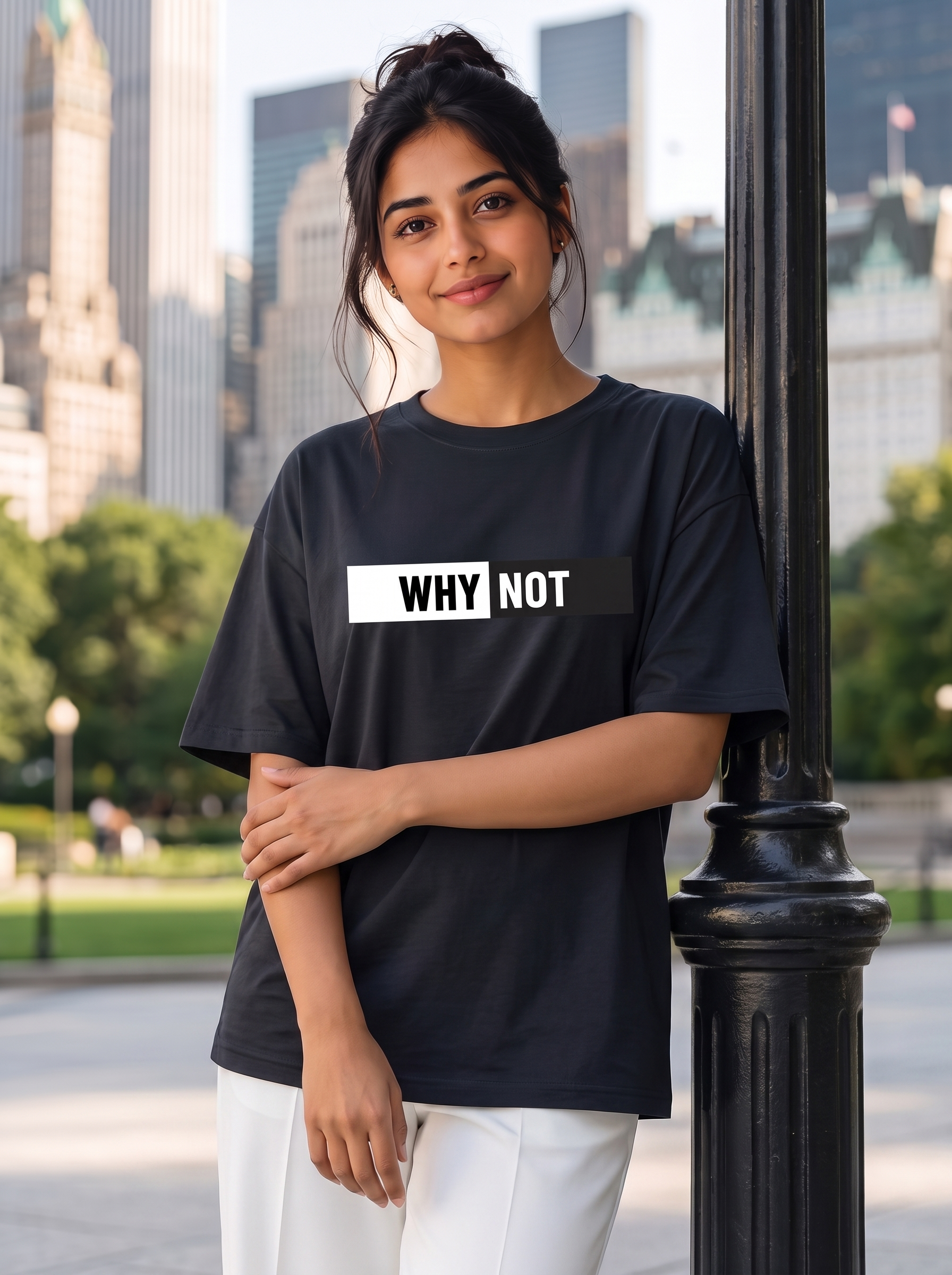 Black Oversized T-Shirt with Mini Print