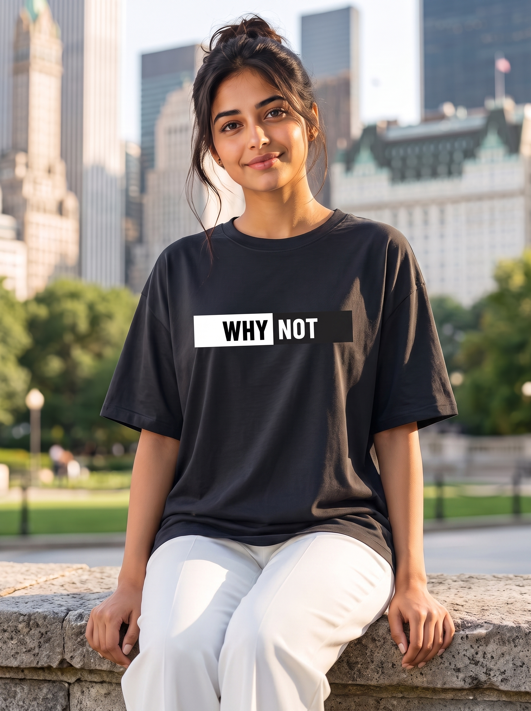 Black Oversized T-Shirt with Mini Print