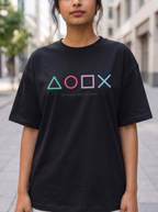 Black Oversized T-Shirt with Mini Print