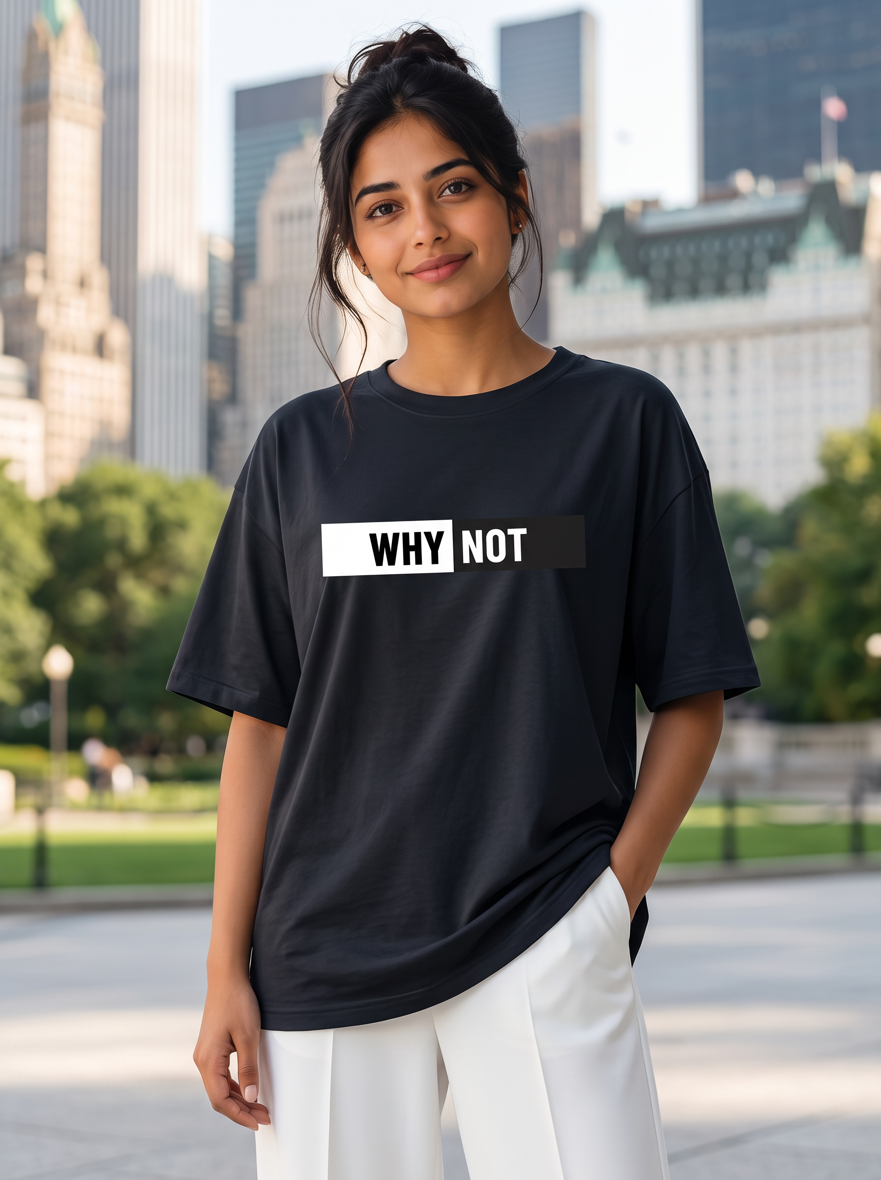Black Oversized T-Shirt with Mini Print