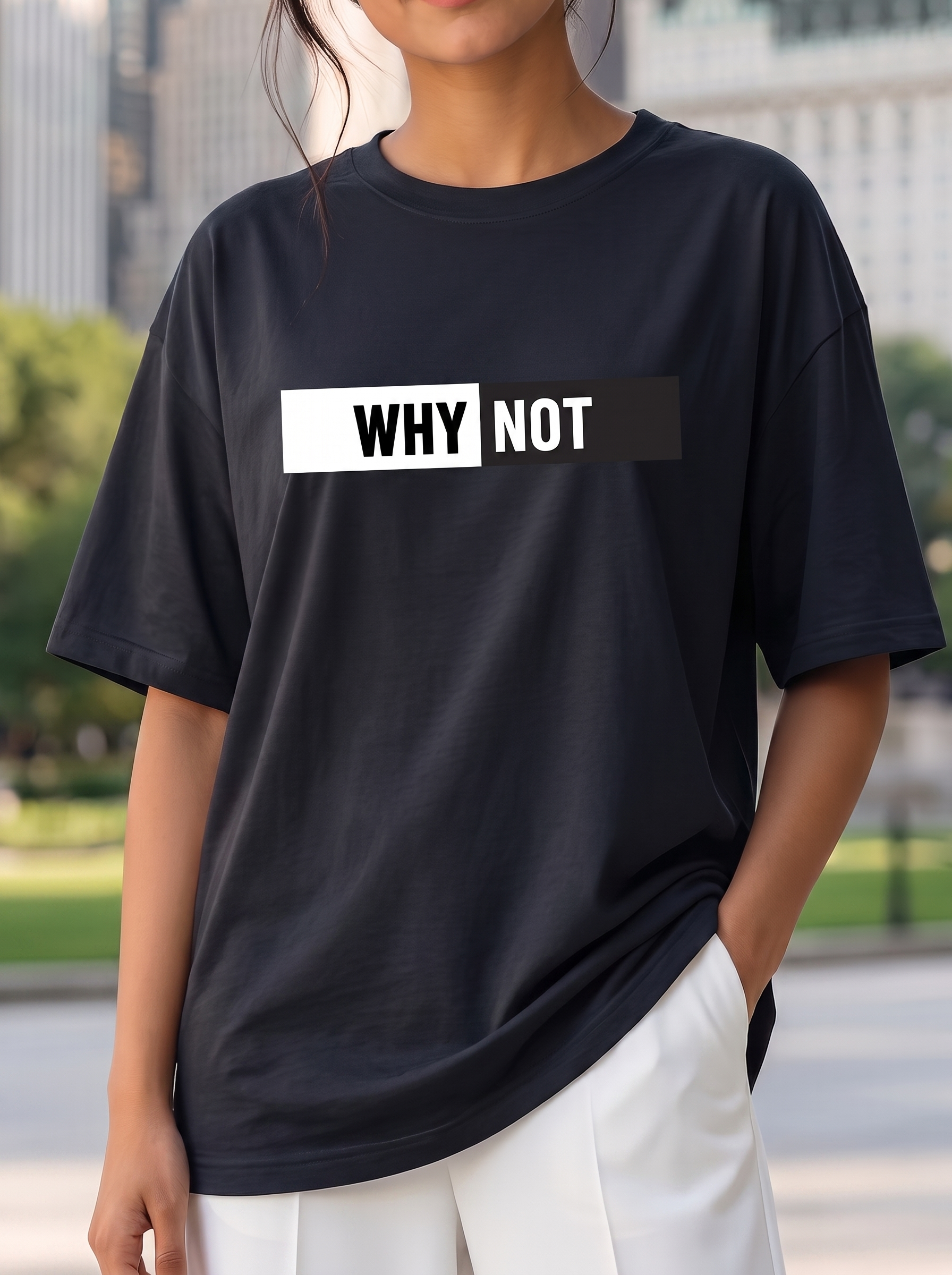 Black Oversized T-Shirt with Mini Print