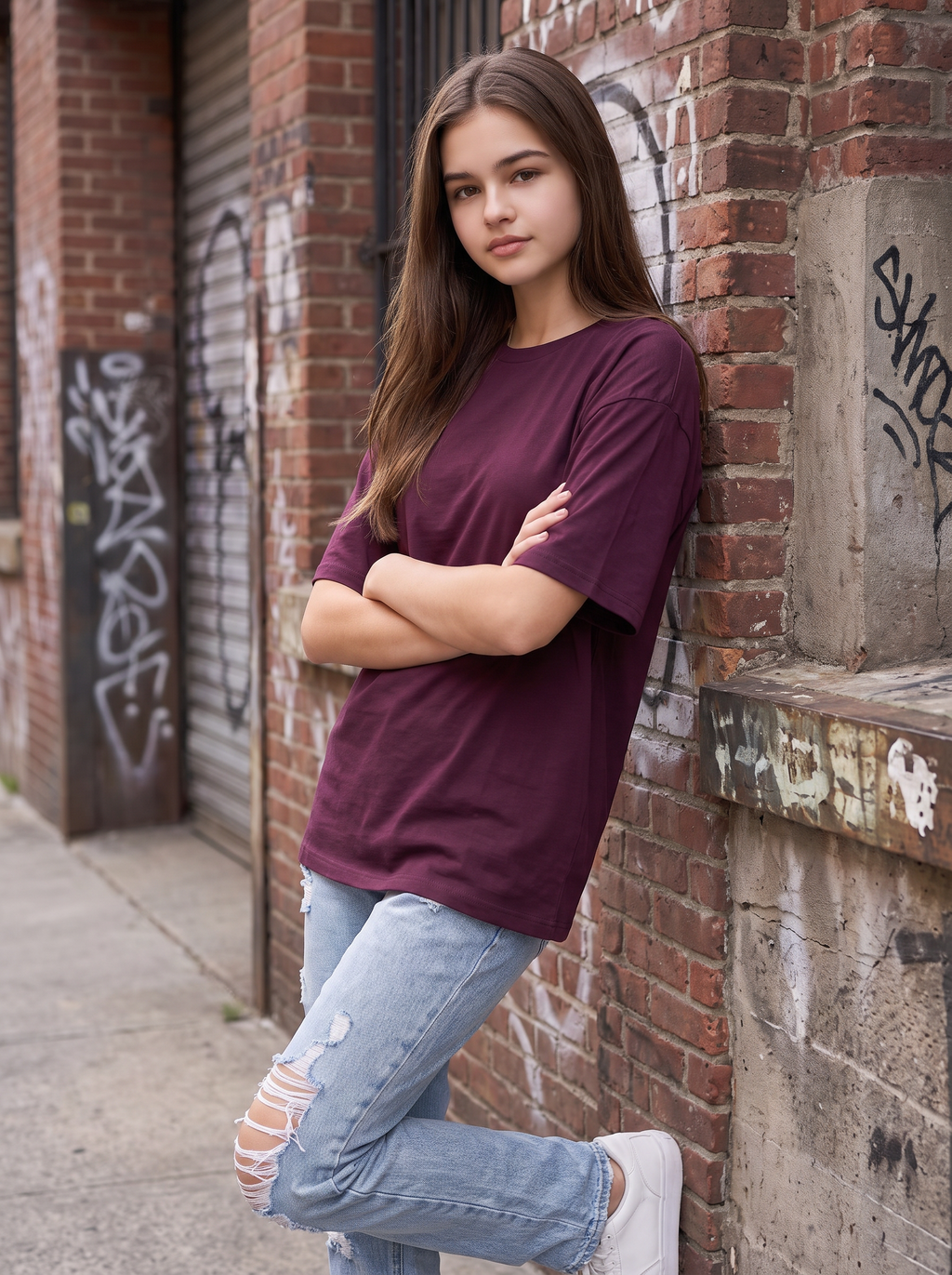 Wine Oversized Plain T-shirt