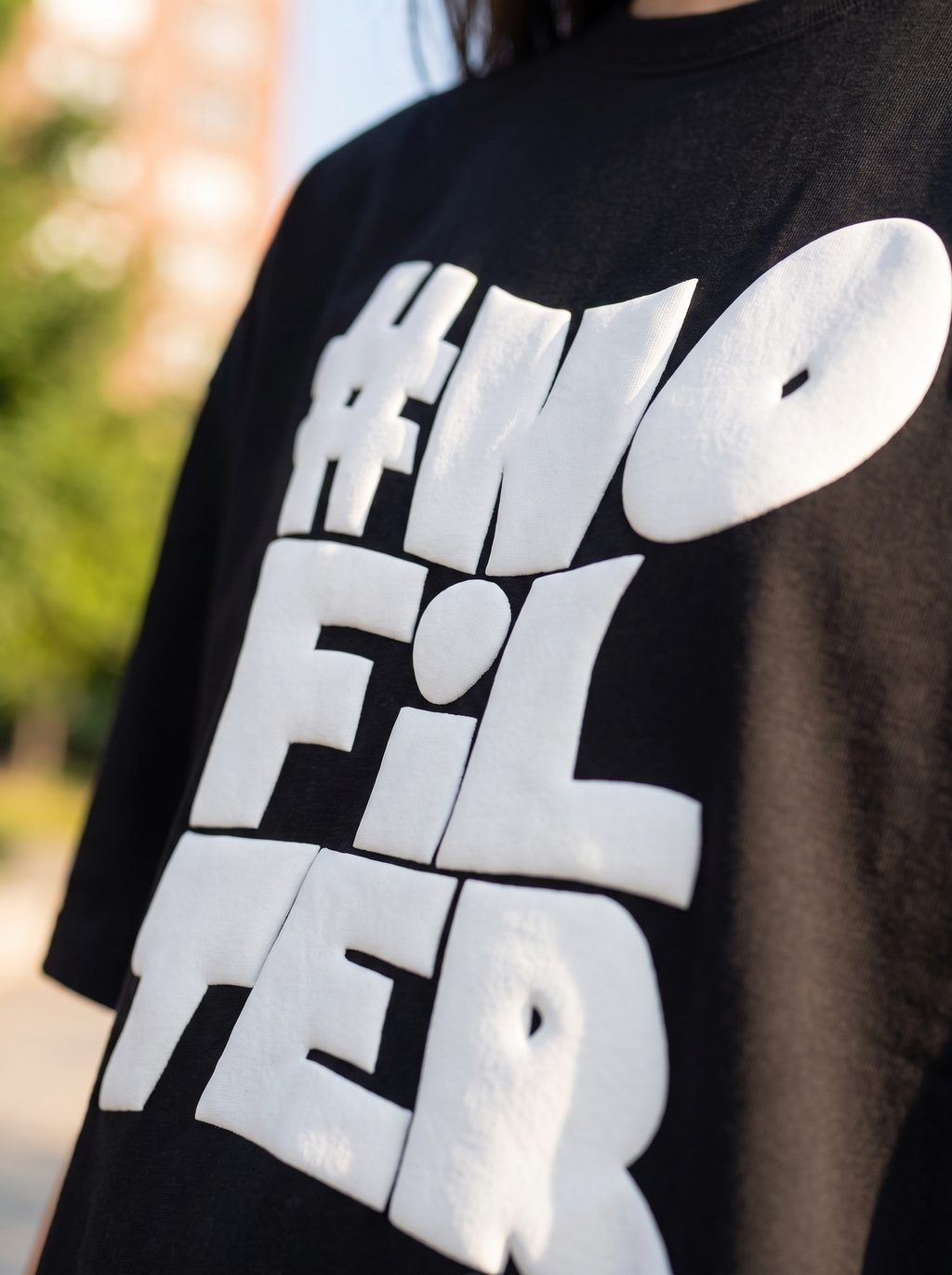 Black Puff Printed Oversized T-shirt