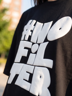 Black Puff Printed Oversized T-shirt