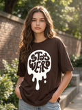 Brown Puff Printed Oversized T-shirt