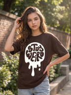 Brown Puff Printed Oversized T-shirt