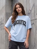 Streetwear Printed Oversized Lite Blue T-shirt