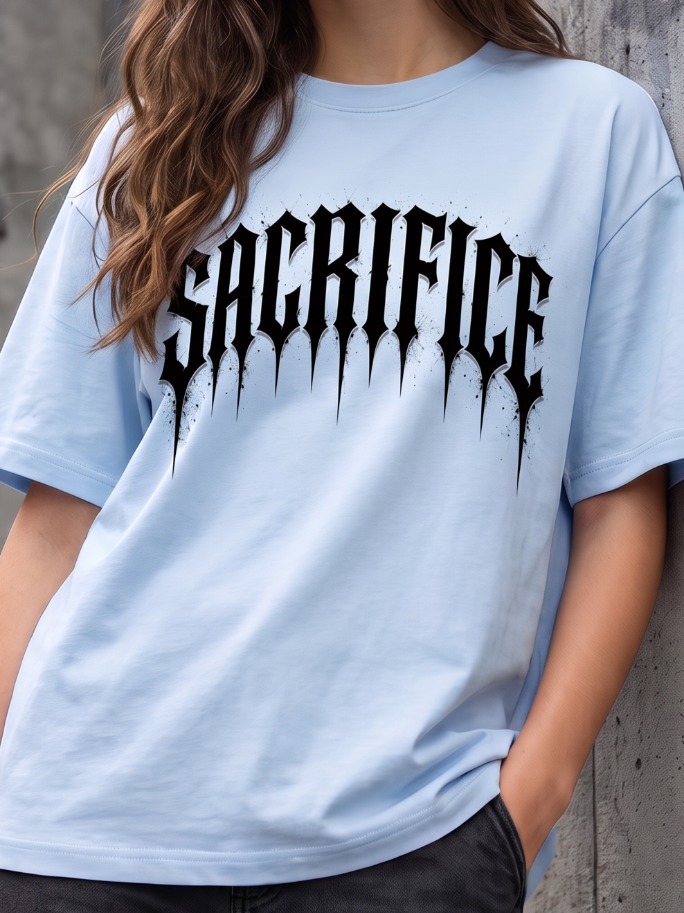 Streetwear Printed Oversized Lite Blue T-shirt