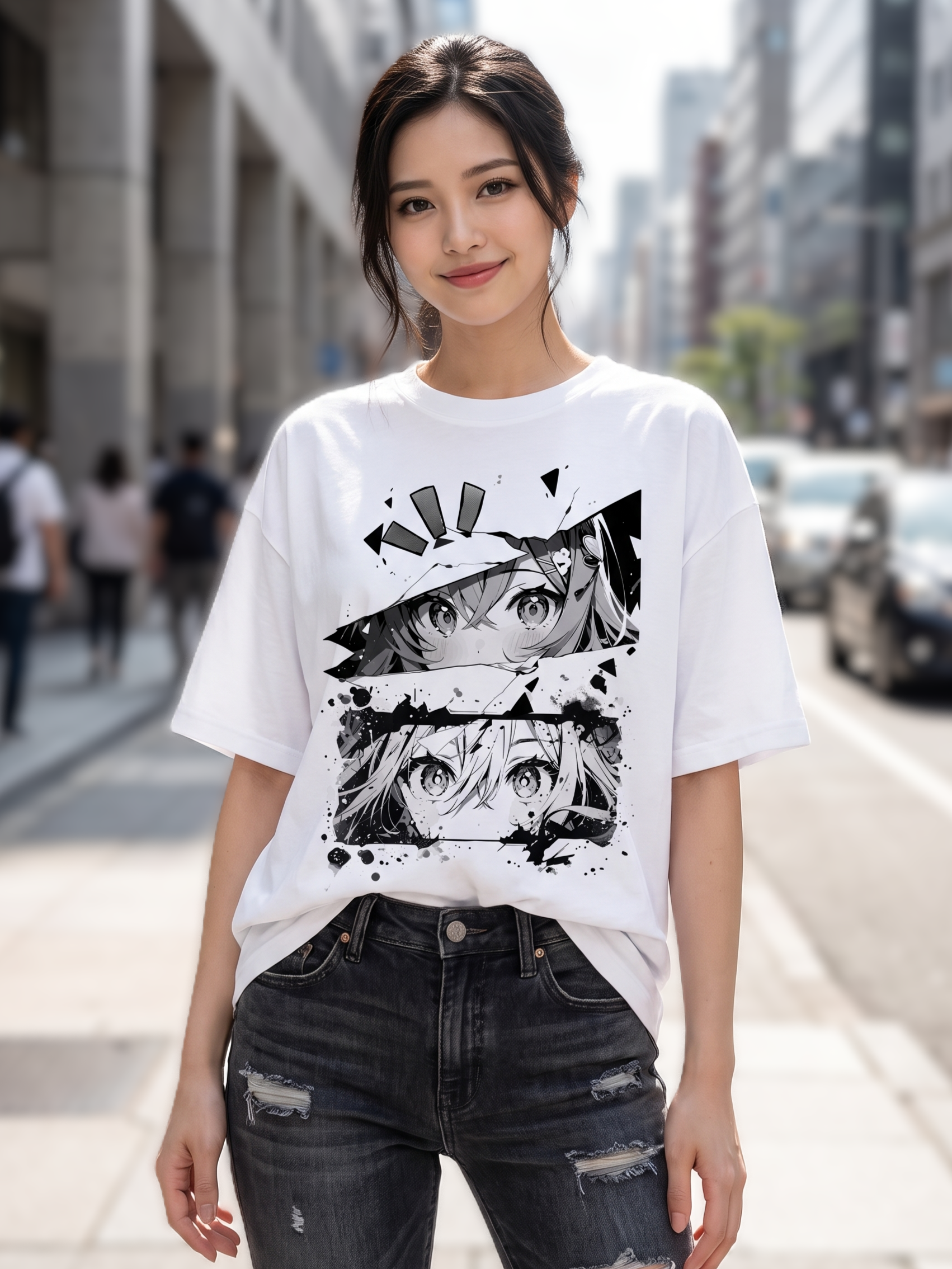 Streetwear Printed Oversized White T-shirt