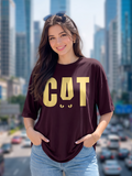Wine streetwear Printed Oversized T-shirt