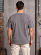 Grey Regular Fit T-shirt -Printed