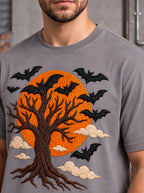 Grey Regular Fit T-shirt -Printed