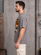 Grey Regular Fit T-shirt -Printed