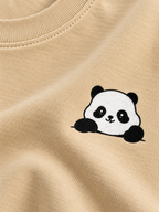 Beige Panda Mini Print Oversized T-Shirt — print detail