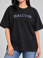 Black Halcyon Printed Oversized T-Shirt — print close-up