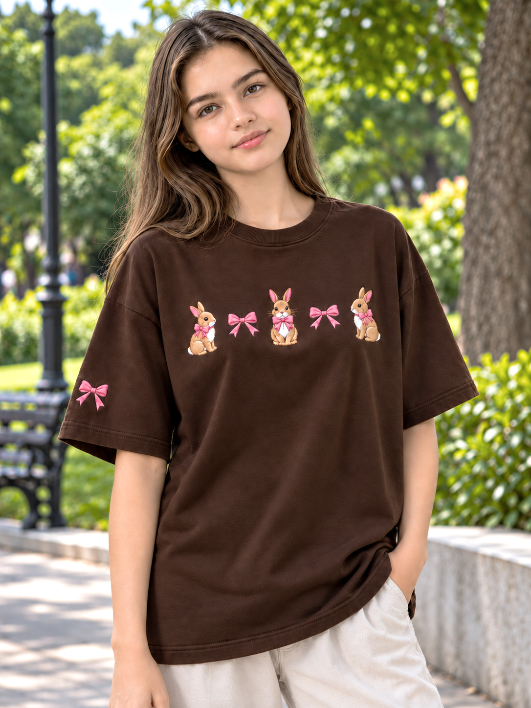 Brown Printed Oversized T-shirt