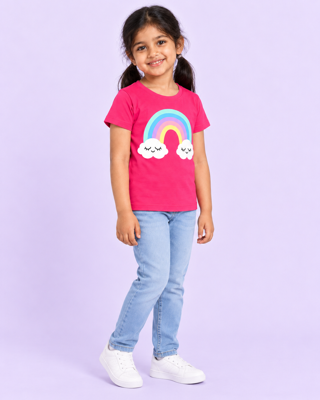 Kid Lock Icon Girls' Pink Rainbow Clouds T-Shirt | Laa & Dee – Laa & Dee apparel