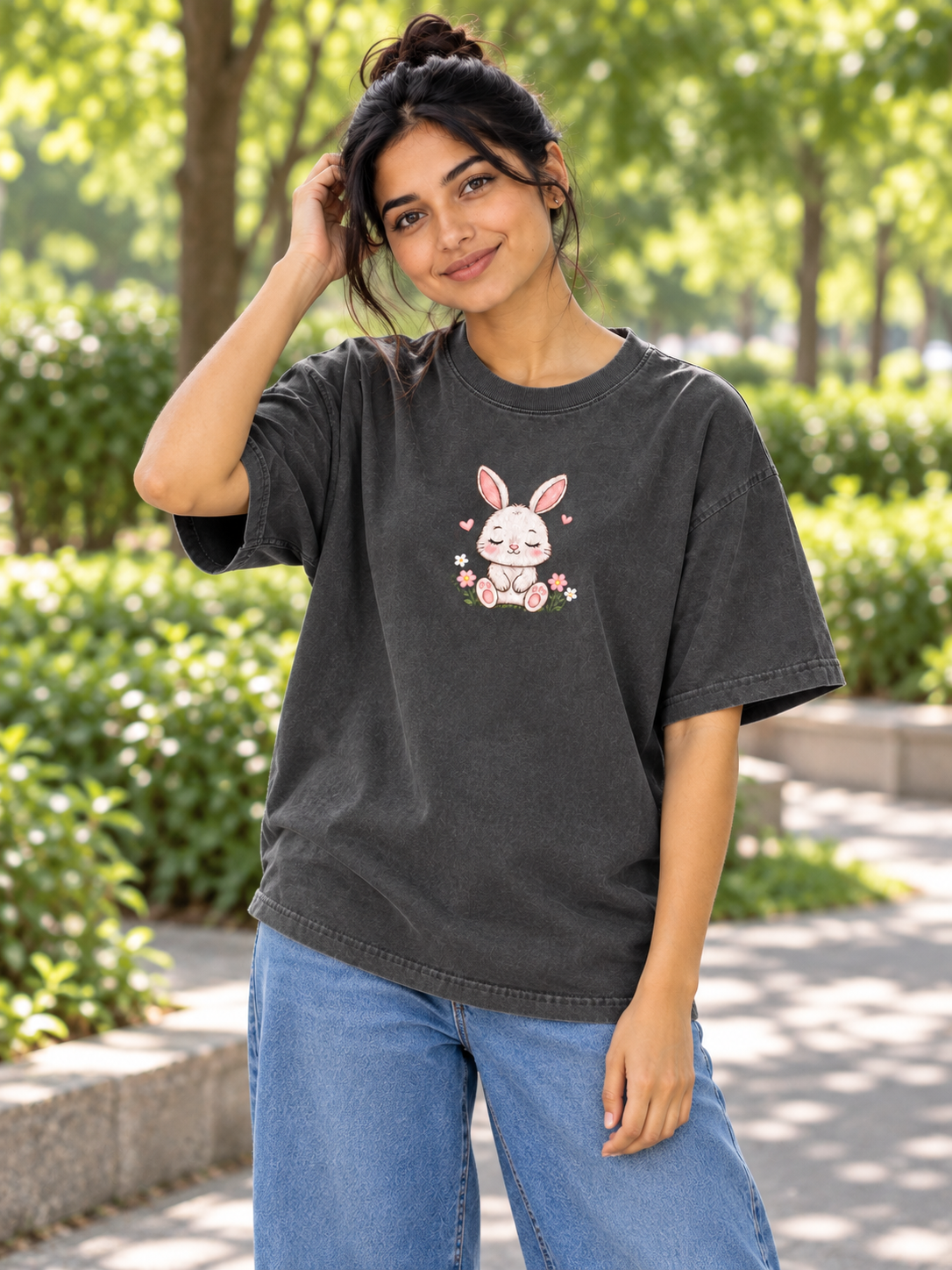 Grey Printed Oversized T-shirt