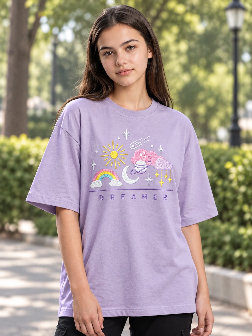 Lilac Printed Oversized T-shirt
