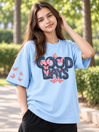 Lite Blue Printed Oversized T-shirt