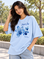 Lite Blue Printed Oversized T-shirt