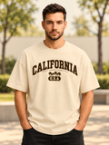 Cream Printed Oversized T-shirt