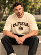 Cream Printed Oversized T-shirt