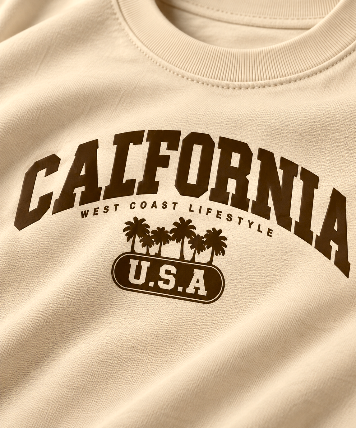 Cream Printed Oversized T-shirt