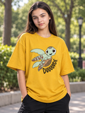 Mustard Yellow Printed Oversized T-shirt