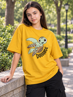 Mustard Yellow Printed Oversized T-shirt