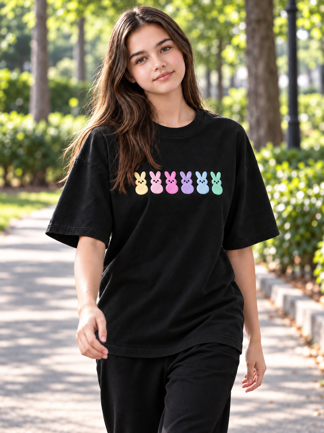 Black Printed Oversized T-Shirt