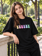 Black Printed Oversized T-Shirt