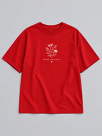Red Bloom With Grace Printed Oversized T-Shirt — front flat lay